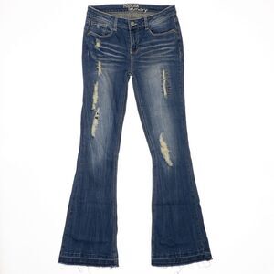 Hippie Laundry Flare Jeans Womens 27 Rip Repair Distressed Denim Stretch 28x30.5